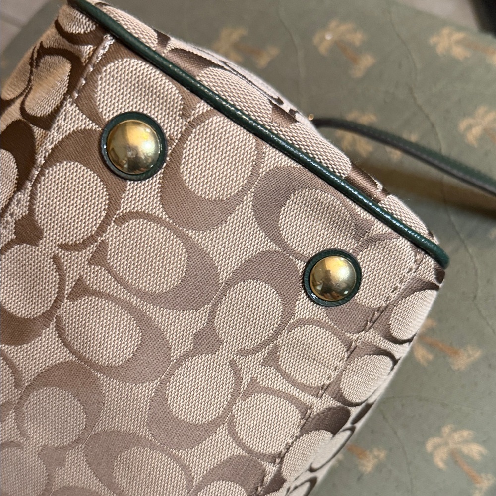 Coach Signature Canvas and Green Leather Satchel Final Sale ❌❌ - Picture 4 of 11